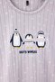 Gri Penguen Patchli Polar Örme Pijama Takımı TBBAW27AI00022 - 6