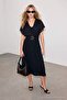 Black V-Neck Sleeveless Chiffon Cape Belted Event Dress Tdrss26El00105 - 2