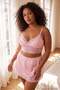 Pink Micro Lace Detailed Plus Size Underwear Set Tbbss26Dg00020
