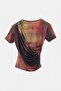 Purple-Multicolor Tie-Dye Patterned T-Shirt with Drawstring Detail Tdrss26Ts00050 - 4