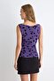 Mor Çiçekli Fitted Bisiklet Yaka Kolsuz Regular Tül Örme Bluz TWOAW27BZ00181 - 4