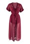 Bordo 3'lü Çeyiz Set Tül ve Dantel Detaylı Viskon Dokuma Pijama Takımı+Sabahlık THMSS26PT00182 - 5