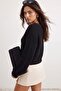 Siyah V Yaka Dantelli Oversize Triko Kazak TWOAW27KZ00046 - 5