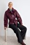 Bordo Regular Kalıp Kuşaklı Suni Deri Mont TWOSS26MO00001