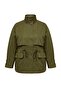 Haki Bel Bağlamalı Dik Yaka Oversize Midi Trençkot TWOAW27BM00009 - 6
