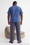 Navy Blue Large Size Regular Plaid / Check 100% Cotton Pajama Set Tmnaw27Ai00007 - 3