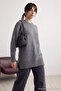 Anthracite Hair Braid Detailed Crew Neck Knitwear Sweater Tctaw26Ak00003