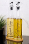 2-Pack 750 ml Sunflower Oil and Olive Oil Dispenser with Bamboo Stand, Glass Oil Bottle with Gray Stopper