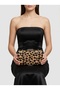 Feathered Imported Leopard Patterned Metal Oval Case Evening Dress Bag Evening Bag Wedding Engagement Graduation