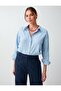 Sky Blue 100% Linen Straight Cut Long Sleeve Woven Shirt - 3