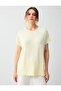 Light Yellow Relaxed Fit Round Neck Off Shoulder Knitted Blouse - 3