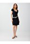 Black Slim Fit U Neck Short Sleeve Knitted Mini Dress