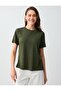 Khaki Short Sleeve Crew Neck Modal Knitted T-Shirt - 3