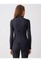 Black Slim Fit High Neck Long Sleeve Knitted Blouse - 5