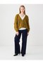Oil Green V-Neck Loose Fit Glittery Knitwear Cardigan - 2