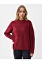 Burgundy Long Sleeve Crew Neck Wool Blend Knitwear Sweater