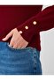 Burgundy Turtleneck Long Sleeve Knitwear Sweater with Button Detail - 5