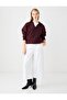 Burgundy V-Neck Long Sleeve Knitwear Sweater - 2