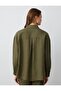 Khaki 100% Linen Straight Cut Long Sleeve Woven Shirt - 6