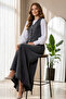 Denim Vest Skirt Suit Black 2186 - 4