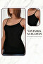 Women's Cotton Basic Black String Strap Tank Top - 2