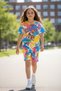 Girl's Batik Print Shorts Set Oversized T-Shirt + Shorts Summer Casual Combination - 4