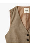 V-Neck Buttoned Blazer Vest with Belt Detail on the Back - 5