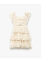 Off Shoulder Madonna Collar Lace Detailed Layered Bow Mini Dress - 5
