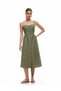 Buttoned Thin Strap Midi Dress with Gipe Detail on the Back