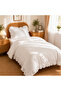 Ruffled Duvet Cover Set White Single 2 Pieces 160 X 220 cm