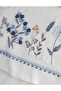 Veria Embroidered Handmade Cotton Satin Duvet Cover Set & Pique Set - Navy Blue - 3