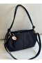 Refurbished Bag with Knot Detail Medium Size Suede Black Women's Shoulder Bag En35 Boy20 - 2