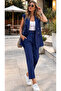 Off-white Premium Full-Fit Women's Pants, Sleeveless Jacket and Vest Set in Satin Fabric