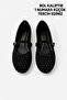 Nova Stone-Studded Hidden Elastic Buckle Detail Women's Chic Daily Black Ballet Flats