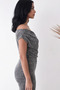 Women's Gray Glittery Two-Piece Set Off-Shoulder Blouse and High-Waisted Wide-Leg Pants Stylish Evening Dress Combination - 4