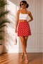 Women's High Waisted Polka Dot Mini Skirt - 4