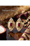 Red Color Stone Stainless Steel Earring