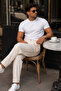 Xcedy Premium Men's High Waist Pleated Baggy Pants Comfortable Wide Cut Draped C358 Beige - 5