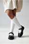 Girl's Ribbon Bow Knee Socks White - 5