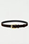 Brown Suede Belt with Gold Oval Buckle Detail - 3