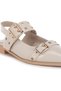 Women Eyelets & Buckle Detail Flats in Beige - 4