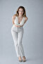 Women's Wide-Leg Cream Stretchy Palazzo Jeans - 7