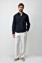 Navy Blue Linen Blended Relax Fit Men's Shirt