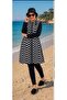 Women's Long Scuba Kmuas Patterned Zippered Fully Covered Testtür Swimsuit Set of 3 - 2