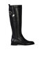 Black Leather Women's Flat Boots 33Wc12020
