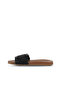 Black Leather Women's Flat Slippers 01Wu4233 - 3