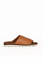 Tan Leather Women's Flat Slippers 01Wl0503