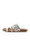 White Leather Women's Flat Slippers 01Wu7445 - 3
