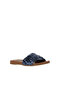 Navy Blue Shiny Leather Women's Flat Slippers 01Wu4233 - 2