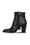 Black Crispy Leather Women's Heeled Boots 33Wb14005 - 3